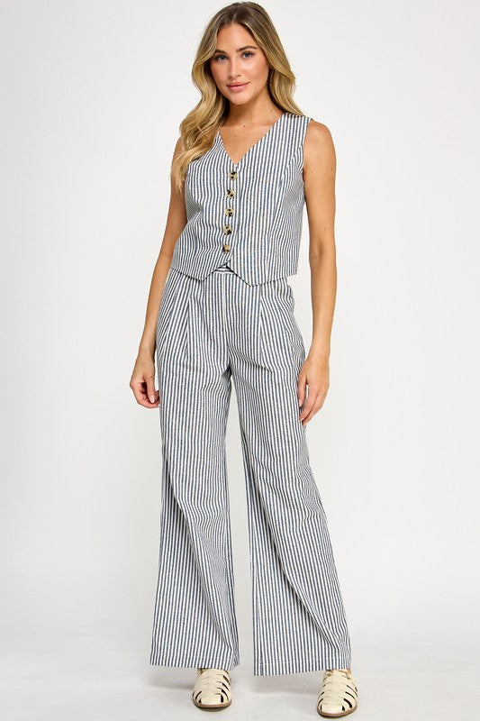 STRIPED LINNEN TROUSERS