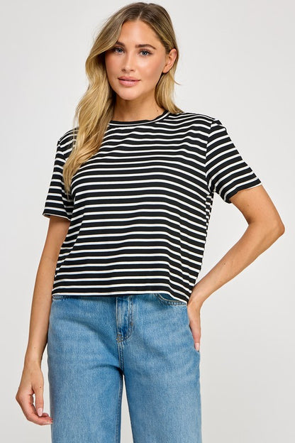 STRIPE ROUND NECK TOP