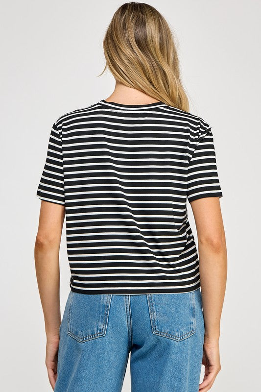 STRIPE ROUND NECK TOP