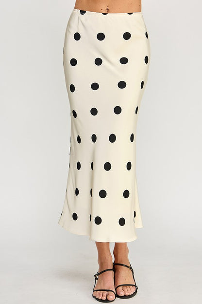 POLKA DOT SATIN MIDI SKIRT