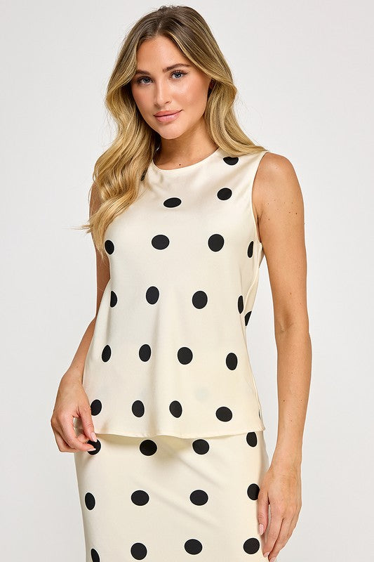 POLKA DOT SATIN TANK TOP