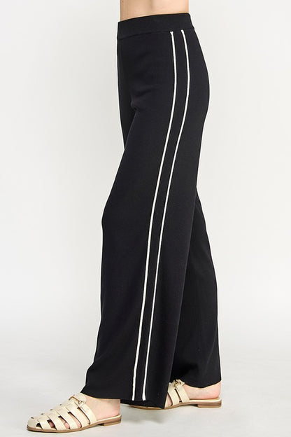 CONTRAST STRIPE KNIT PANTS