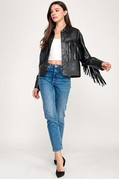PLEATHER FRINGE JACKET