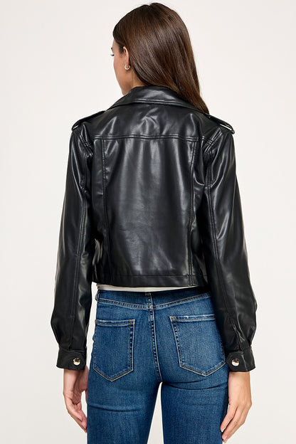 PLEATHER MOTTO JACKET