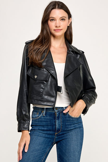 PLEATHER MOTTO JACKET