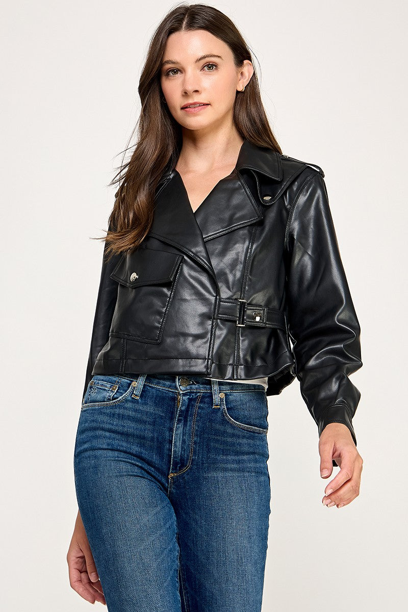 PLEATHER MOTTO JACKET