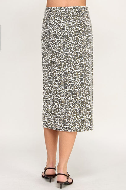 ANIMAL PRINT FRONT SLIT SKIRT