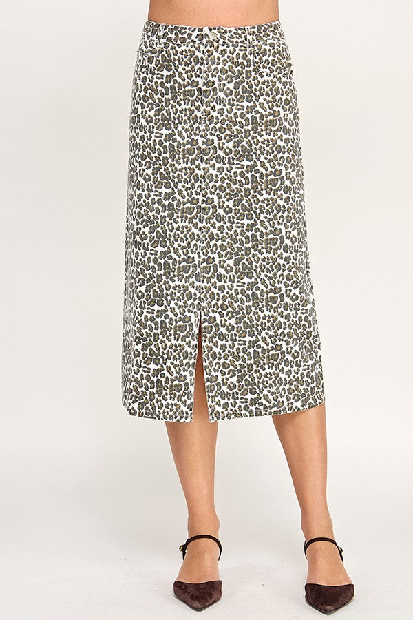 ANIMAL PRINT FRONT SLIT SKIRT