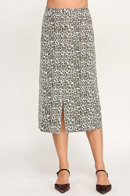 ANIMAL PRINT FRONT SLIT SKIRT