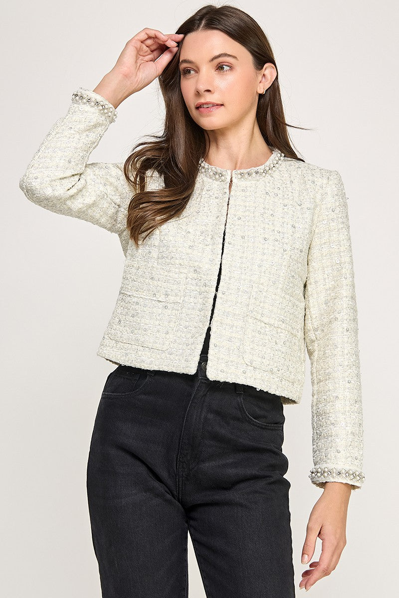 EMBELLISHED TWEED JACKET