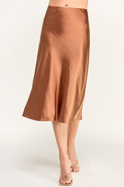 SATIN MIDI SKIRT