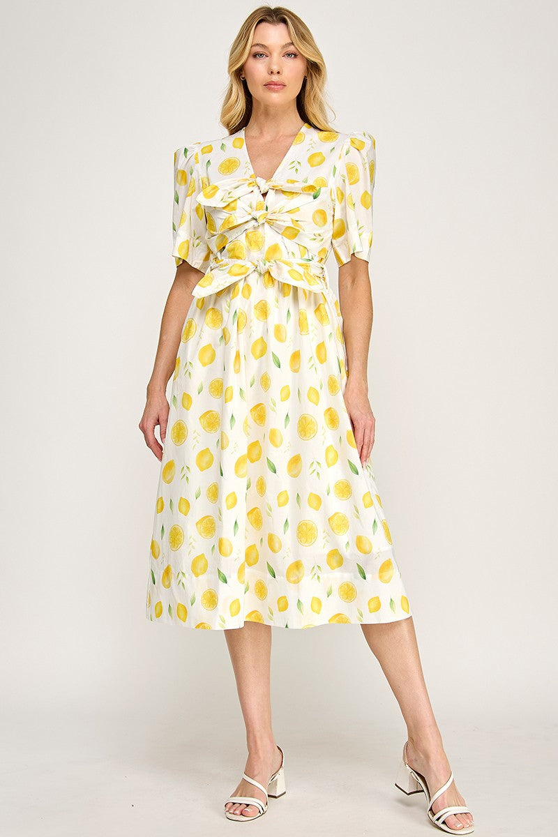 LEMON PRINTED MIDI DRESS