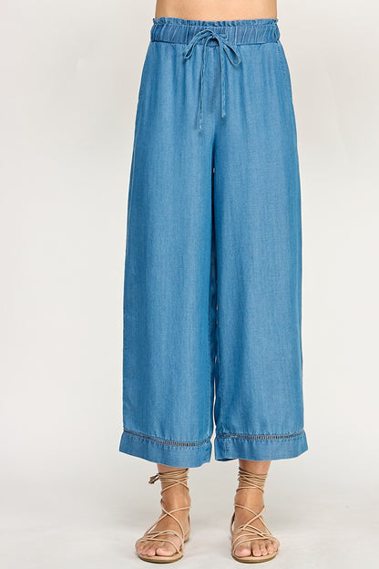 DRAWSTRING WIDE LEG PANTS