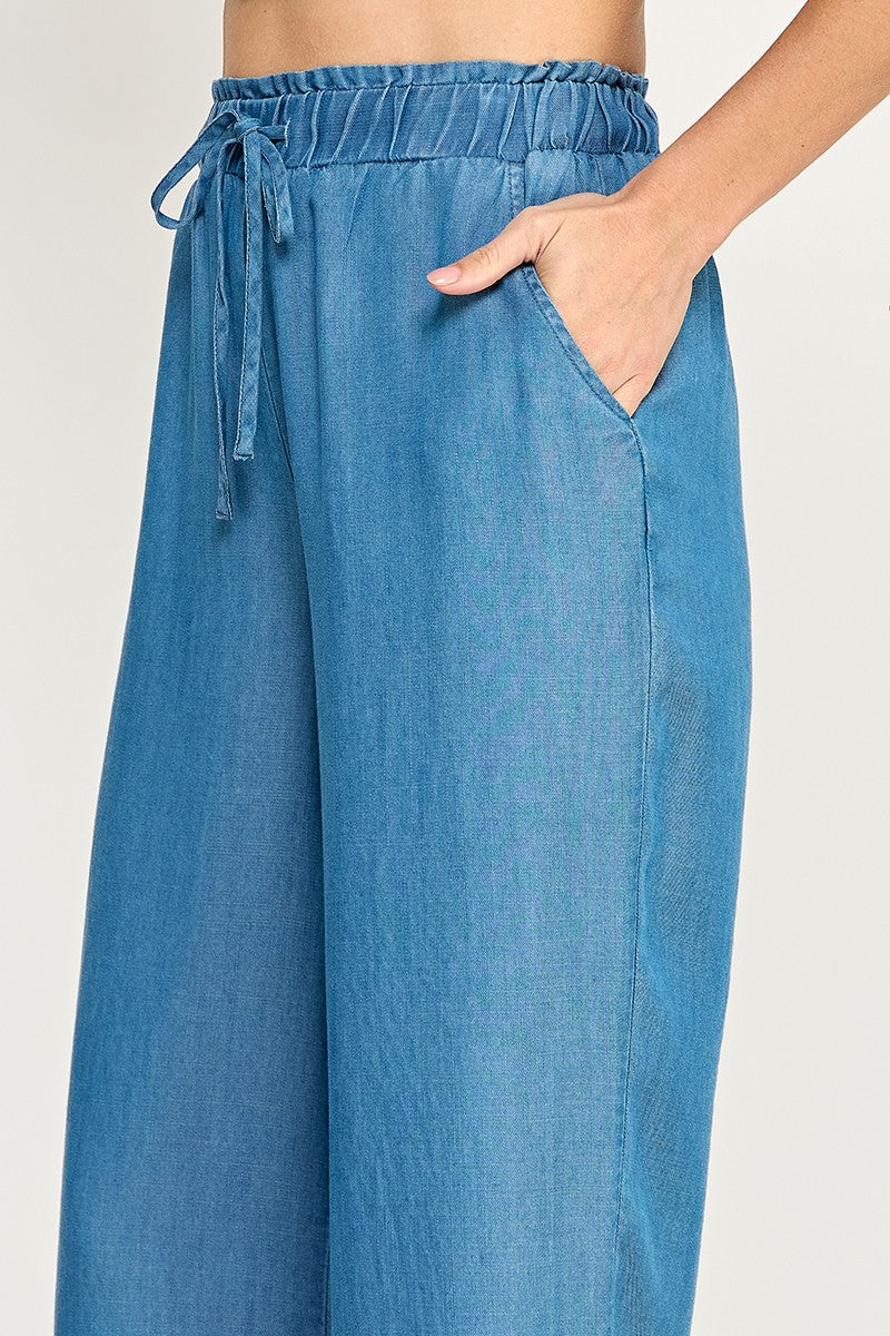 DRAWSTRING WIDE LEG PANTS