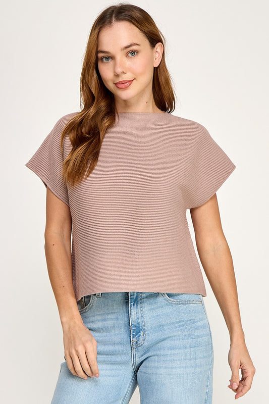 KNIT MOCK NECK SWEATER TOP