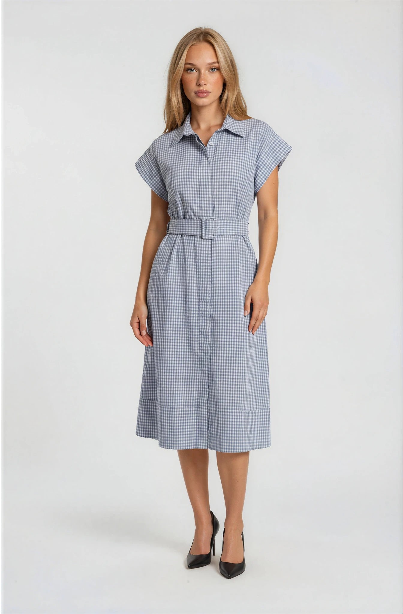 BELTED MIDI SHIRT DRESS
