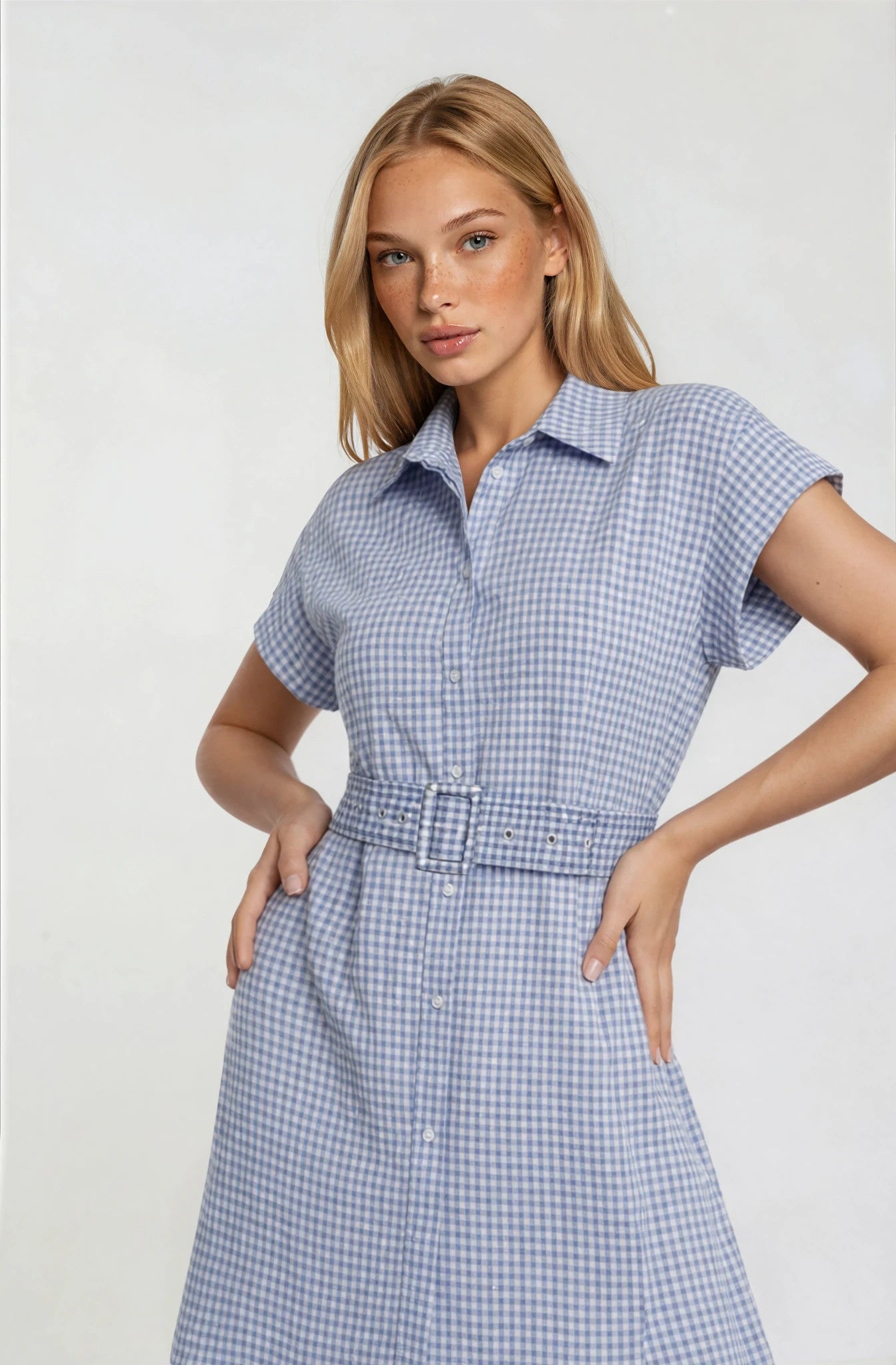 BELTED MIDI SHIRT DRESS