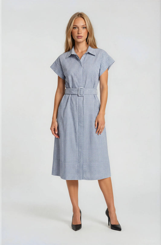 BELTED MIDI SHIRT DRESS