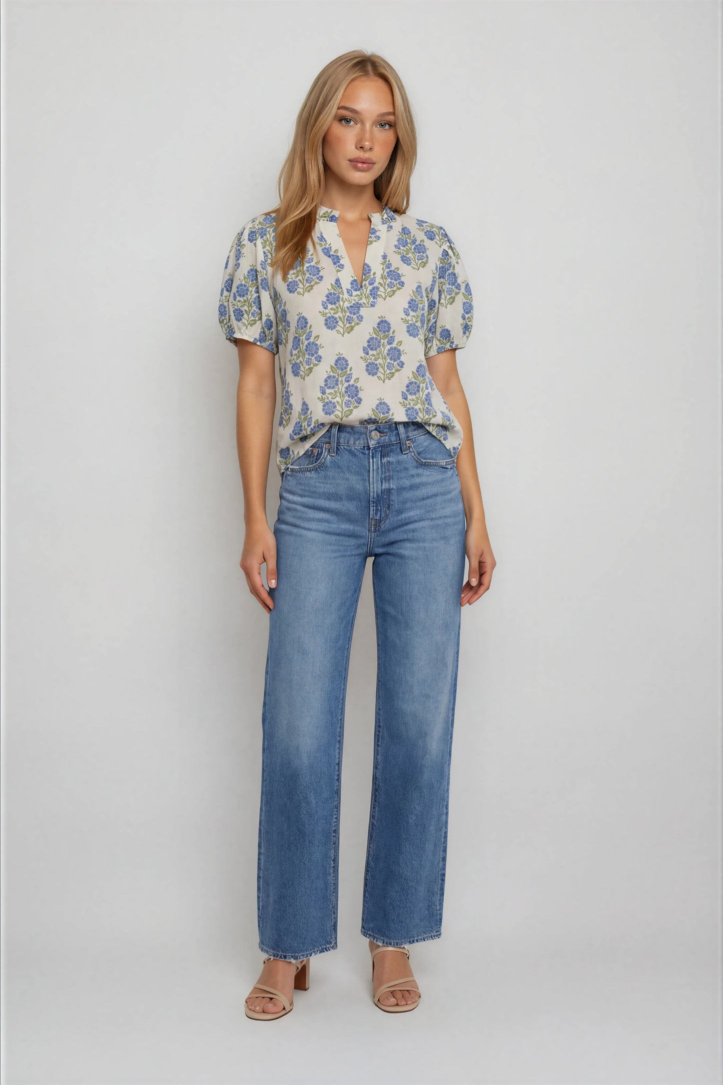 FLORAL PUFF SLEEVE TOP