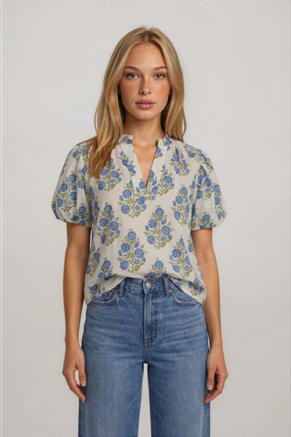 FLORAL PUFF SLEEVE TOP