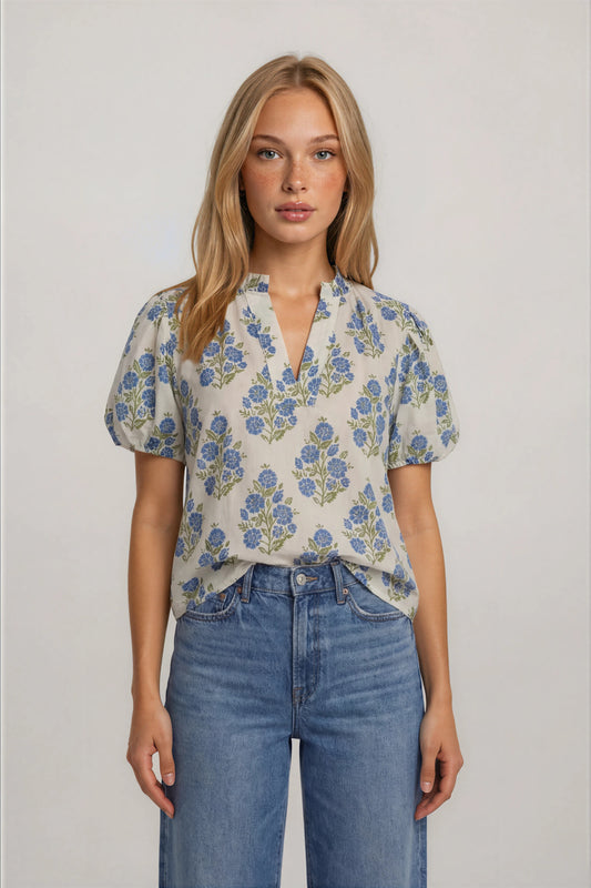 FLORAL PUFF SLEEVE TOP