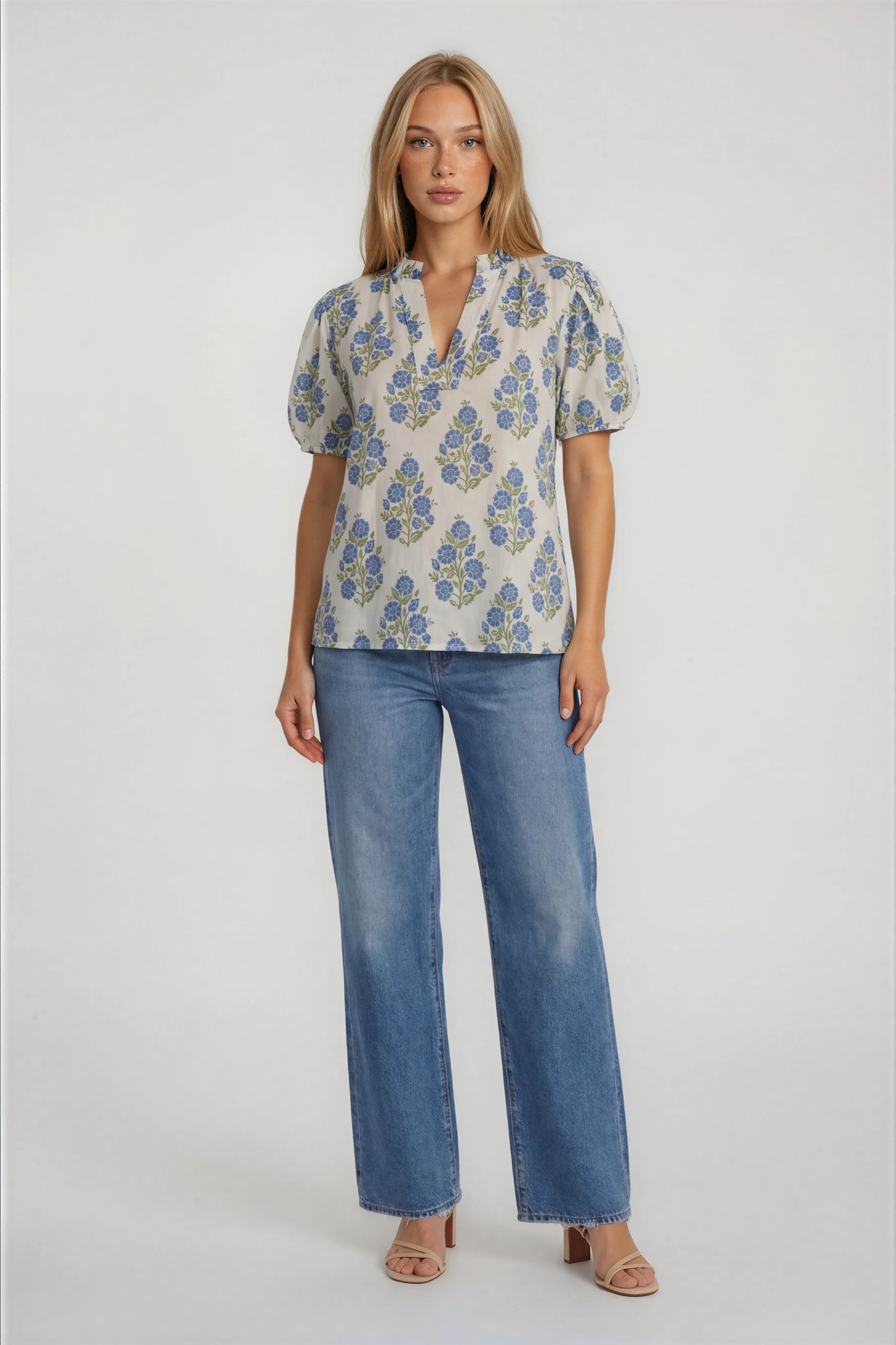 FLORAL PUFF SLEEVE TOP