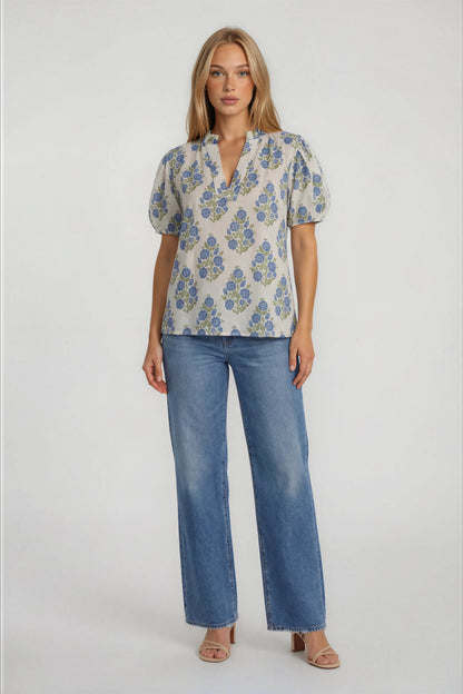 FLORAL PUFF SLEEVE TOP
