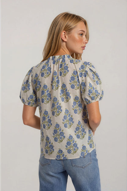 FLORAL PUFF SLEEVE TOP