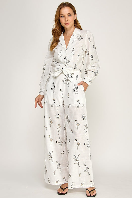 FLORAL EMBROIDERY PANTS