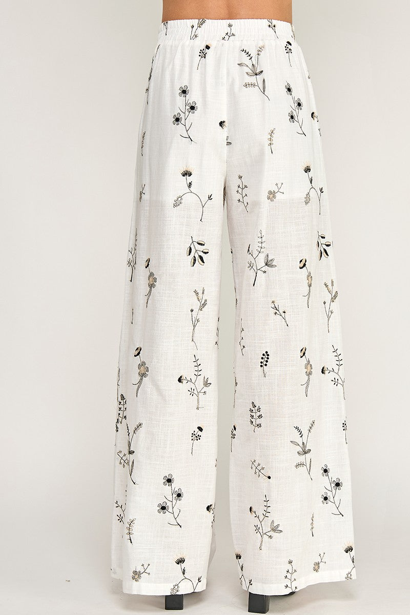 FLORAL EMBROIDERY PANTS