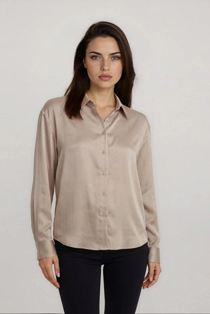 SATIN BUTTON UP BLOUSE