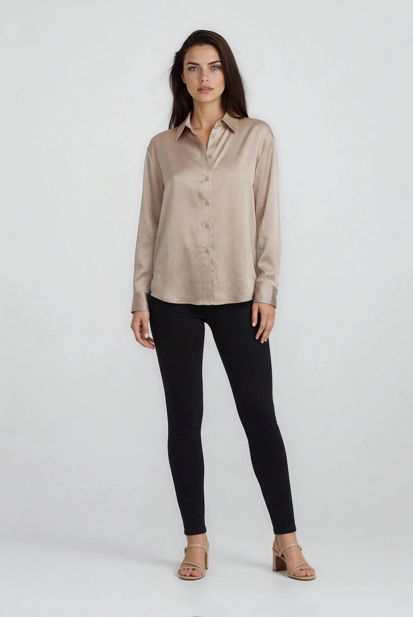 SATIN BUTTON UP BLOUSE