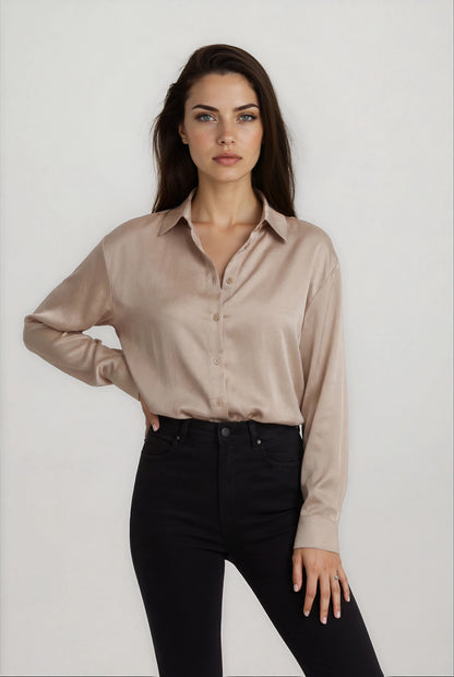 SATIN BUTTON UP BLOUSE