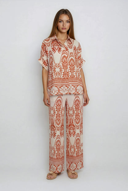 PRINTED FLARE PANTS