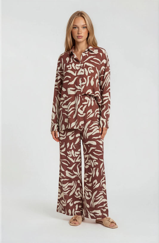 PRINTED WIDE-LEG TROUSERS
