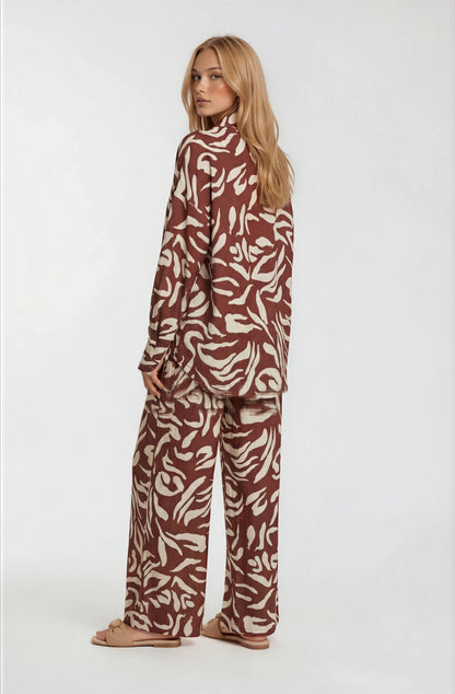 PRINTED WIDE-LEG TROUSERS