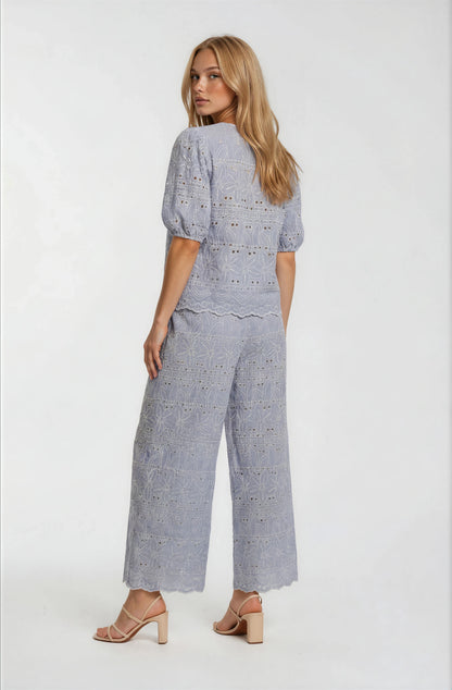 EMBROIDERY BUTTON DETAIL BLOUSE