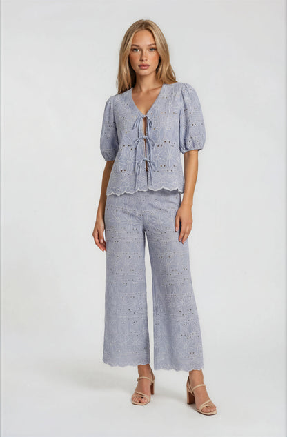 EMBROIDERY BUTTON DETAIL BLOUSE