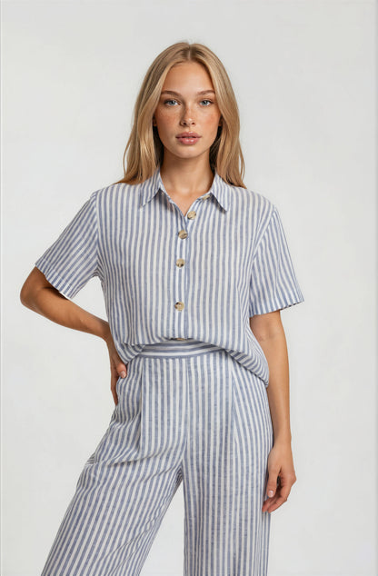PINSTRIPED BUTTON DOWN TOP