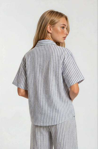 PINSTRIPED BUTTON DOWN TOP