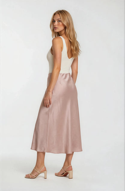 SATIN MIDI SKIRT