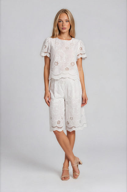 EMBROIDERY CULOTTE SHORTS