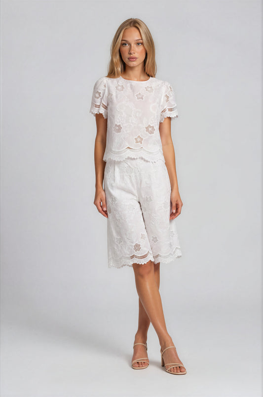 EMBROIDERY CULOTTE SHORTS