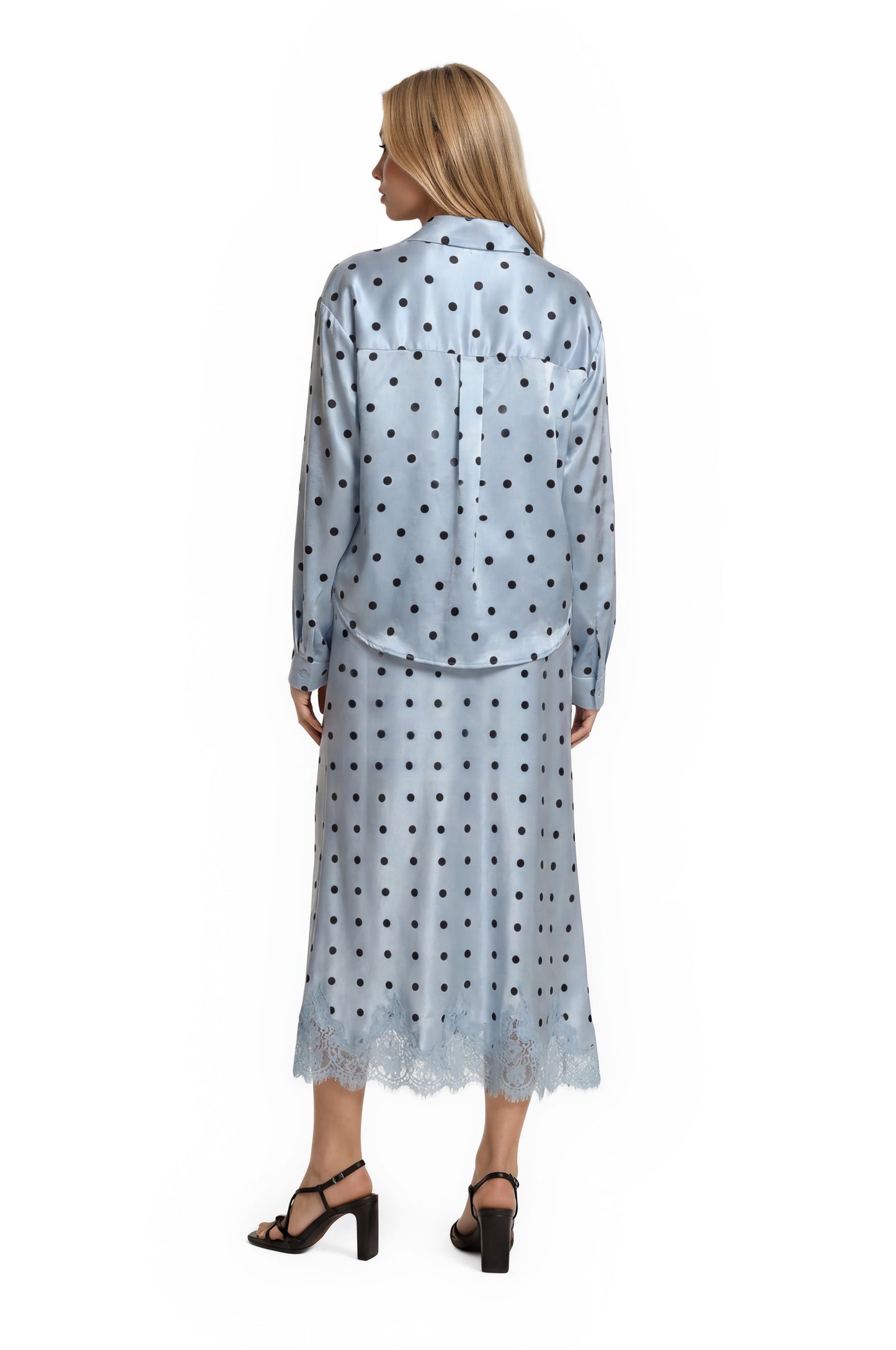 POLKA DOT LACE TRIM BIAS SKIRT
