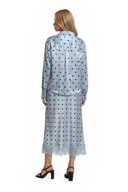 POLKA DOT LACE TRIM BIAS SKIRT