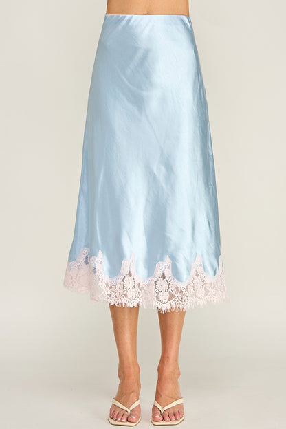 CONTRAST LACE BIAS SKIRT
