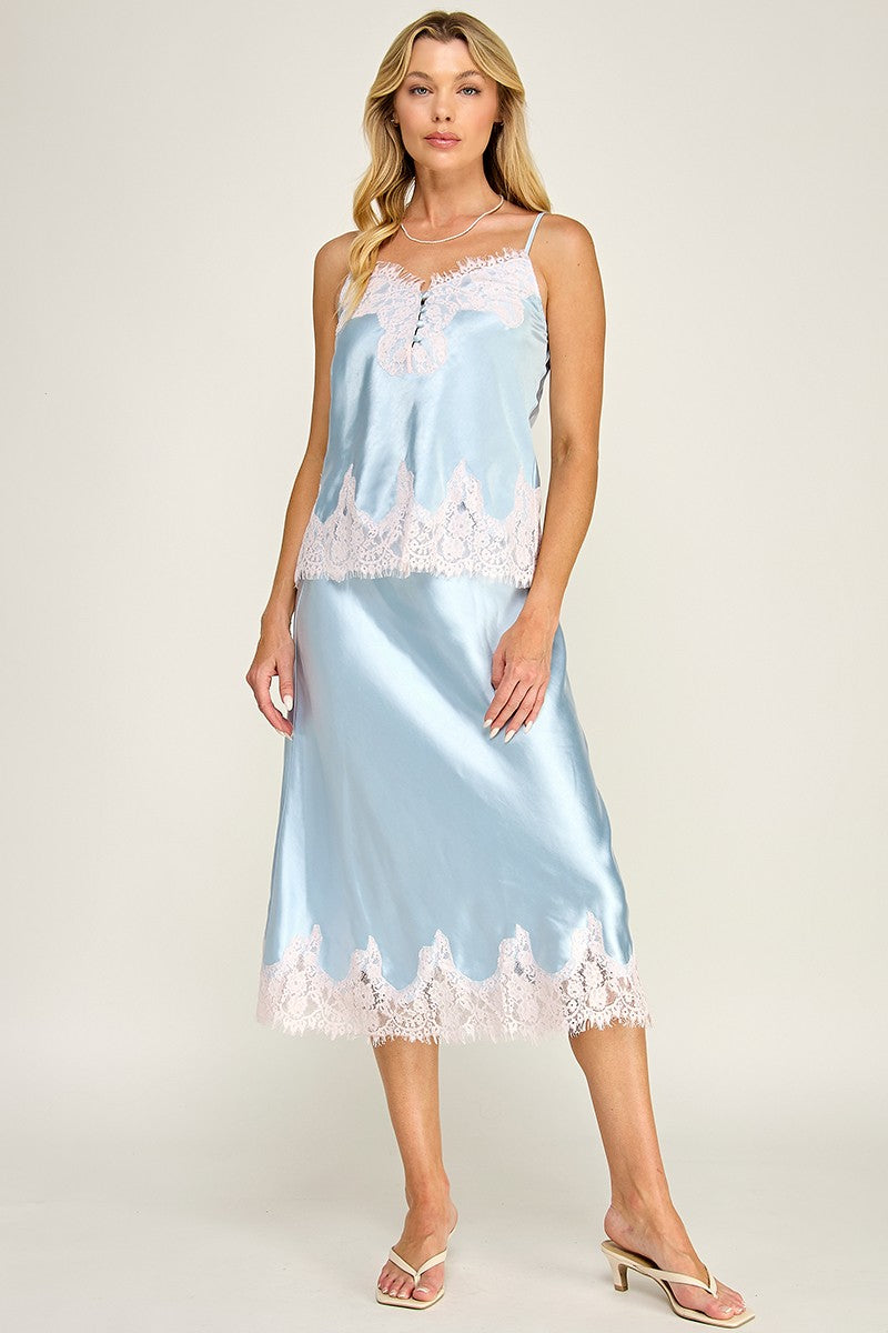 CONTRAST LACE BIAS SKIRT