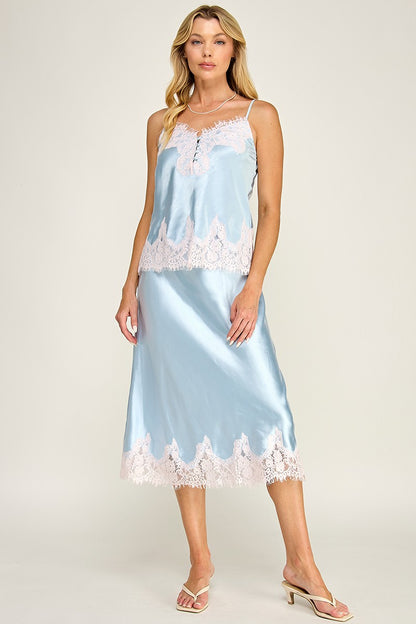 CONTRAST LACE BIAS SKIRT