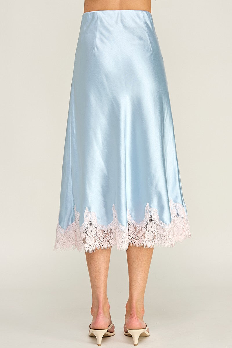 CONTRAST LACE BIAS SKIRT