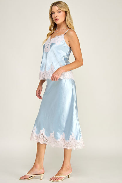 CONTRAST LACE BIAS SKIRT